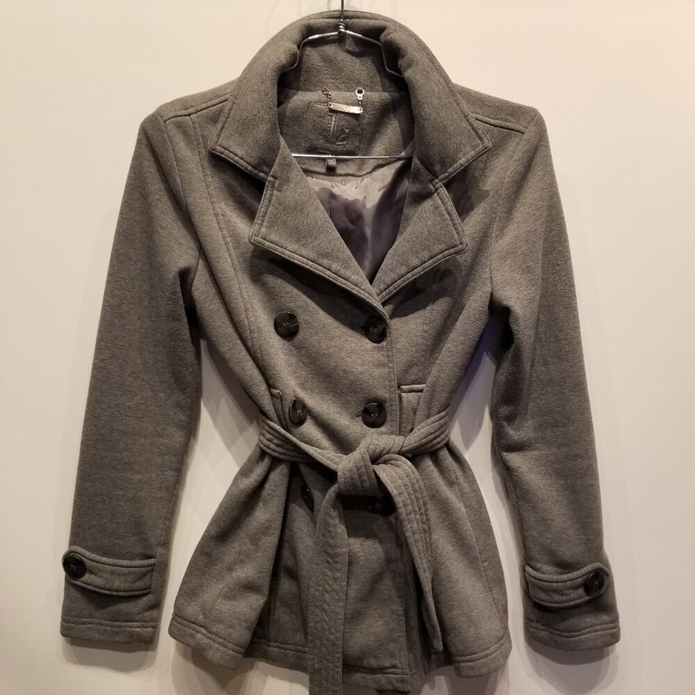 J2 Short Grey Wrap Belted Jacket Size M‎